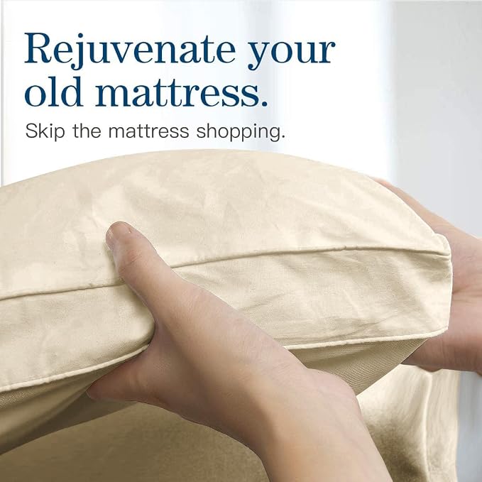 COONP King Mattress Topper, Extra Thick Pillowtop, Cooling Plush Mattress Pad Cover Bed Topper Protector with 8-21 Inch Deep Pocket (Beige, King)