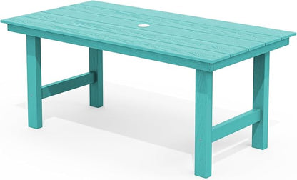 SERWALL 67" Rectangle HDPE Outdoor Dining Table for 6,Aruba