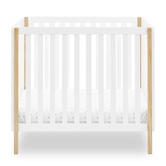 Delta Children Gio Mini Crib with 2.75" Mattress Included, Bianca White/Natural