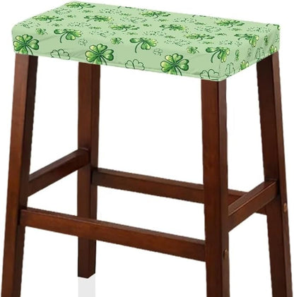 Footstool Cover Rectangle Lucky Green Leaf Vanity Stool Cover Rectangle 2 Pack Valentines Decorations Chair Covers for Dining Counter Height Bar and Holiday Party Decor