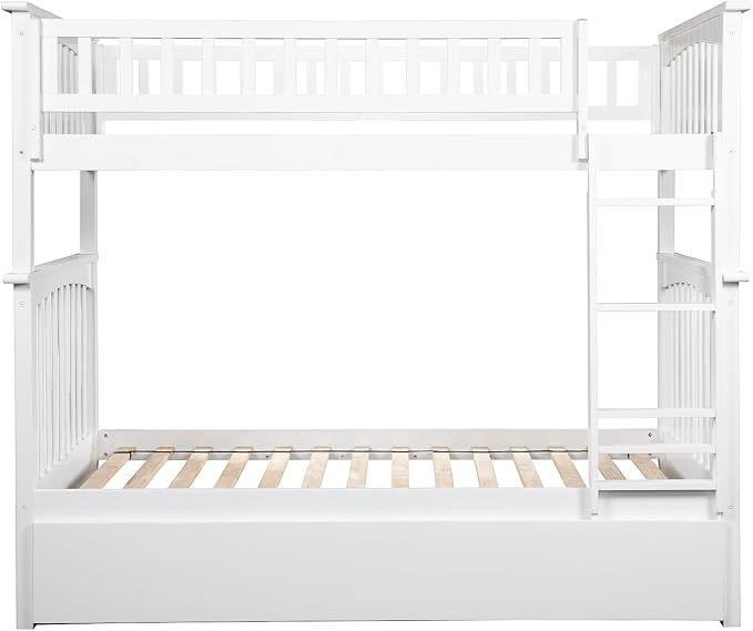 AFI, Columbia Ladder Bunk Bed Twin Over Twin with Twin Trundle, White
