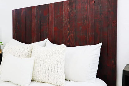 Barn Walls Red Dragon Skin Headboard, Modern Design, Solid Wood Headboard, Floating Panels, Wall Mount, Adjustable Height, Easy Assembly, King Size