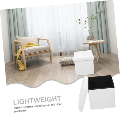 Zerodeko Ottoman Storage Box, Beige, Linen Fabric, Foldable, Portable, Footrest, Storage Basket, Small Stool, Lightweight, Convenient for Travel, Outdoor Activities