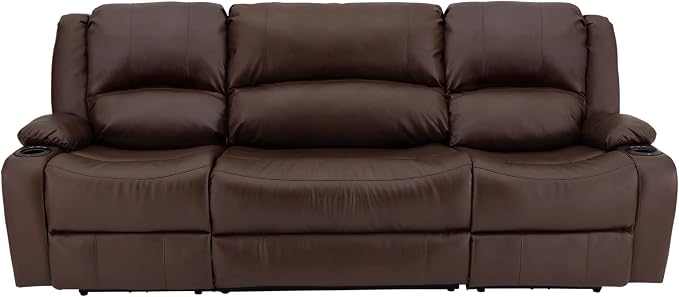 RecPro Charles 94" Powered Triple RV Wall Hugger Recliner | Drop Down Console | RV Furniture with Upgraded 2023 Fabric (Mahogany)