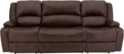 RecPro Charles 94" Powered Triple RV Wall Hugger Recliner | Drop Down Console | RV Furniture with Upgraded 2023 Fabric (Mahogany)