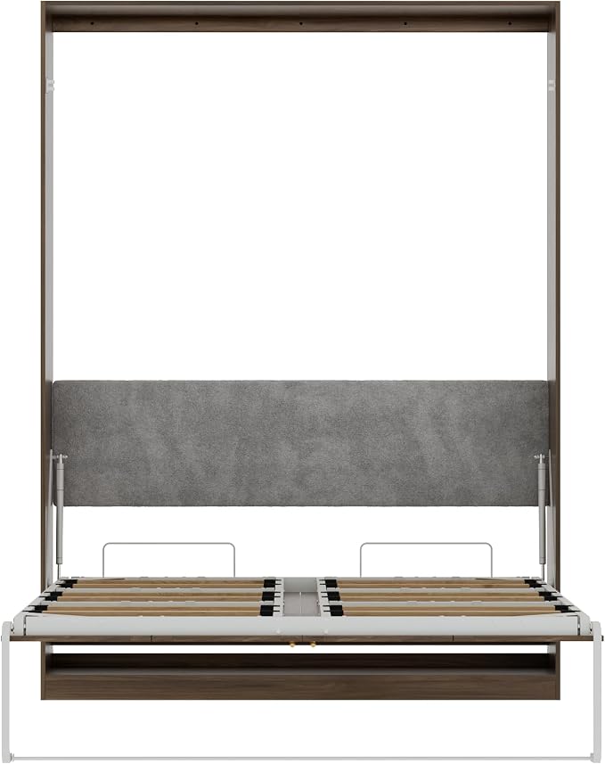 Bobve Farmhouse Murphy Bed Queen, 85" Wall Bed Folds to Save Space, Concealed Bed Frame with Hydraulic Rod and Wall Mounted Features for Apartment/Office/Guest Room