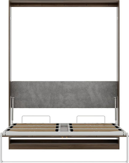 Bobve Farmhouse Murphy Bed Queen, 85" Wall Bed Folds to Save Space, Concealed Bed Frame with Hydraulic Rod and Wall Mounted Features for Apartment/Office/Guest Room