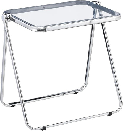 KAIHAOWIN Folding TV Tray Table Acrylic Foldable Table No Assembly Required Tiny Desk for Home Office Side Table Small Computer Desk for Small Spaces (Clear)