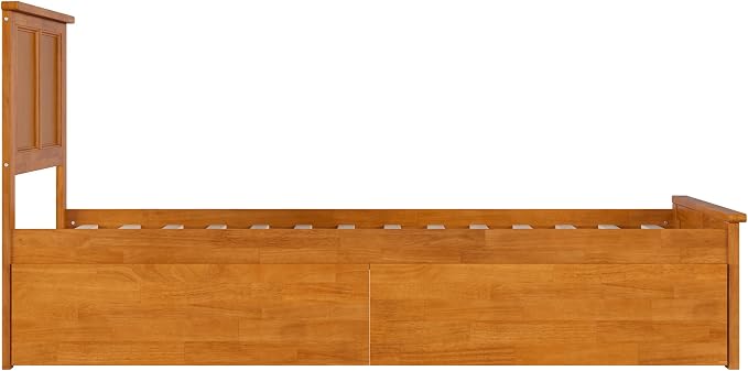 AFI, Madison Twin XL Platform Bed with Matching Footboard & Storage Drawers, Light Toffee