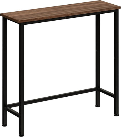 Narrow Console Table, 29.5" Small Entryway Table, Thin Hallway Tables, Slim Sofa Side Tables for Hallway, Living Room, Bedroom, Foyer, Wood-Grained Brown