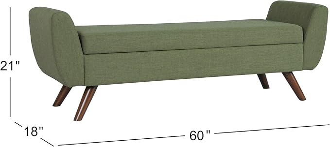 HomePop 60" Modern Storage Bench with Wood Legs - Olive Green Woven