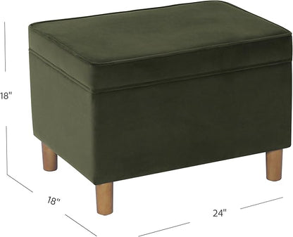 HomePop 24" Dinah Collection Storage Ottoman - Loden Green Velvet