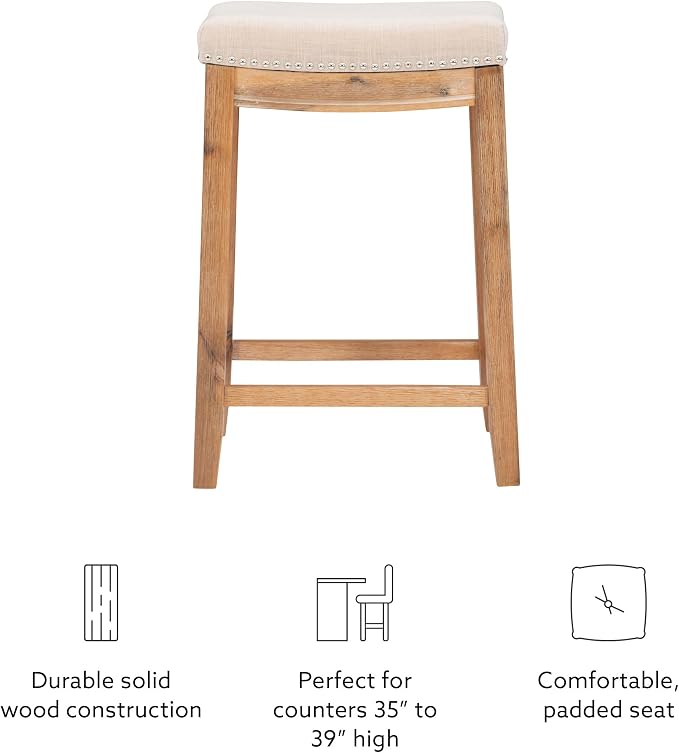Linon Home Décor Kingston Acacia Counter Stool, Brown