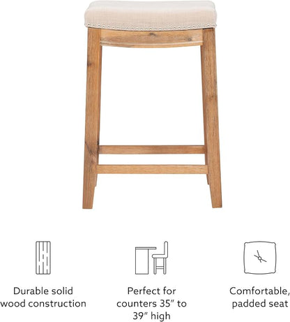 Linon Home Décor Kingston Acacia Counter Stool, Brown