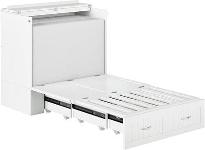 AFI, Southampton Murphy Bed Chest Twin XL with 6" Mattress, Storage Drawer & Built-in USB Charger, White