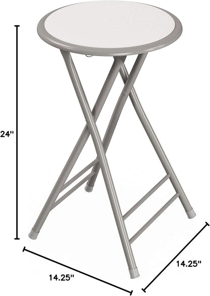 Lavish Home Folding Stool - Set of 2 Counter Height Bar Stools – 24-Inch Backless Folding Chairs with 225lb Capacity for Kitchen, Rec Room, or Game Room (White)