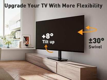 Perlegear Universal Swivel TV Stand Base for 32–70 inch TVs, Height Adjustable Table Top TV Stand Mount with Tilt, Tempered Glass Base, Holds up to 88 lbs