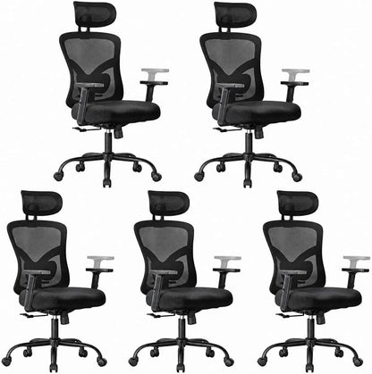 Marsail Ergonomic Office Chair Ergonomic Gaming Chair with Lumbar Support, 2D Headrest, Adjustable Armrests, Contoured Seat Cushion, Computer Desk Chair with Wheels for Home and Office, Pack of 5
