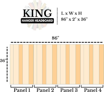 Barn Walls Boho Euro Mix Signature Design, Multicolored Solid Wood Headboard, Floating Panels, Wall Mount, Adjustable Height, Easy Assembly, King Size