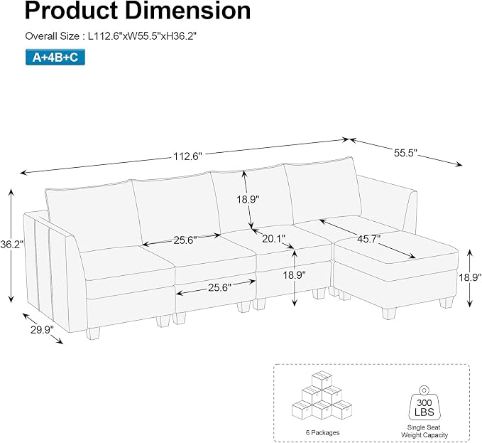 Belffin Modular Sectional Sofa Couch with Reversible Chaise Velvet L Shaped Storage 4-seat Convertible Blue