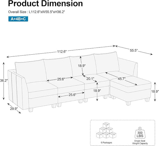 Belffin Modular Sectional Sofa Couch with Reversible Chaise Velvet L Shaped Storage 4-seat Convertible Beige