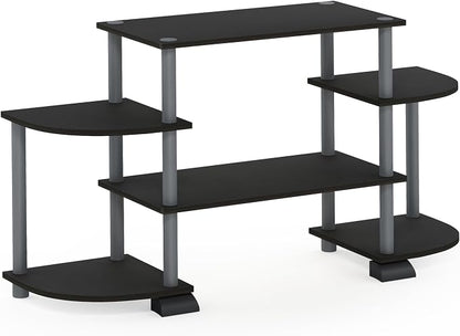 Furinno Turn-N-Tube Rounded Corner TV Entertainment Center, Black/Grey