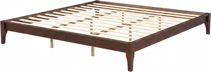 Merax King Size Solid Dry Bamboo Wood Platform Bed | Mid-Century Modern Bed Frame with Wood Slat Support, No Box Spring Needed, Easy Tool-Free Assembly, Chocolate