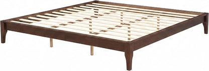 Merax King Size Solid Dry Bamboo Wood Platform Bed | Mid-Century Modern Bed Frame with Wood Slat Support, No Box Spring Needed, Easy Tool-Free Assembly, Chocolate