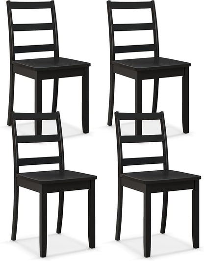 Giantex Wood Dining Chairs Set of 4 Black- Wooden Armless Kitchen Chairs with Solid Rubber Wood Legs, Non-Slip Foot Pads, Max Load 400 Lbs, Farmhouse Style High Ladder Back Wooden Dining Room Chairs