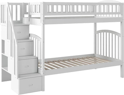 AFI, Westbrook Staircase Bunk Bed Twin Over Twin, White