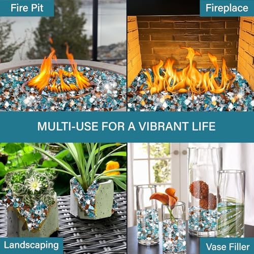 NUPICK 20 Pound Fire Glass, 1/2 Inch Reflective Fire Pit Glass