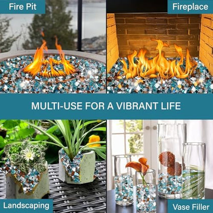 NUPICK 20 Pound Fire Glass, 1/2 Inch Reflective Fire Pit Glass
