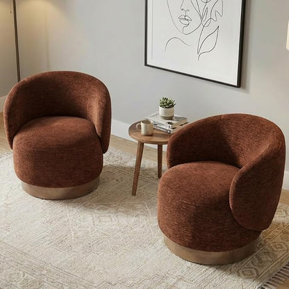 KISLOT Swivel Accent Chair Modern Round Barrel Armchair with Upholstered Performance Fabric for Living Room Bedroom Waitingroom,1 Box,Red