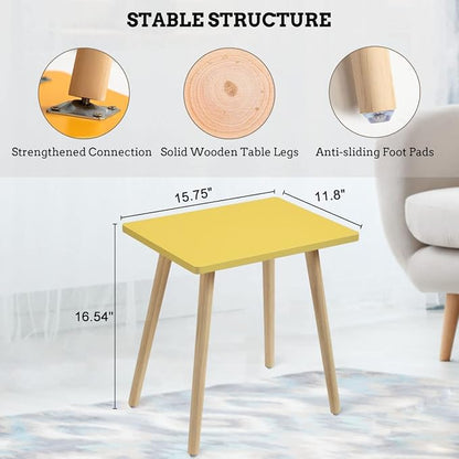 FORAOFUR Small Coffee Tbale, Short Accent Table x2 | 2 Pack Yellow table, modern rectangular, fits living/bedroom/balcony, compact, versatile, sturdy nightstand