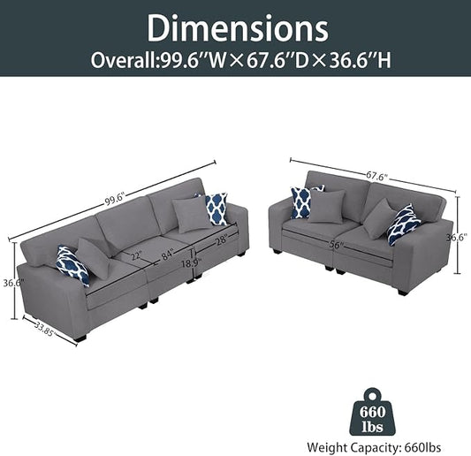 Legend Vansen Oversized Modular Sectional Sofa,U/L‑Shaped Reversible Couch with Ottoman,Deep Seat Plush Polyester Sofa for Living Room,5‑Seater,Dark Grey
