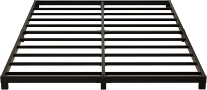 YUSENHEEI 4 Inch King Size Bed Frame, Heavy Duty Metal Platform Low King Bed Frame, No Box Spring Needed, Noise Free, Easy Assembly, Black
