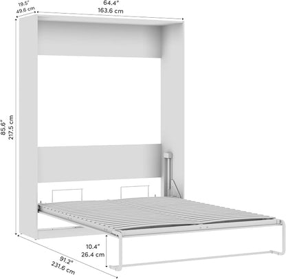 Bestar Claremont Queen Size Murphy Bed in Platinum Gray, Space-Saving Sleeping Arrangement for Multipurpose Area, Bedroom, or Guest Room