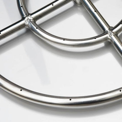 Stanbroil Stainless Steel 24" Round Flat Fire Pit Burner Pan w/18 Fire Ring Installed, BTU 147,000 Max