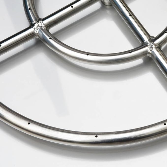 Stanbroil Stainless Steel 30" Round Flat Fire Pit Pan w/24 Fire Burner Ring Installed, BTU 296,000 Max