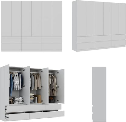 Mekminop White Armoire Wardrobe Closet with Large Capacity, 78.74" Tall Bedroom Armoire, Wooden Wardrobe Cabinet with 2 Drawers, Storage Shelves and Hanging Rod (3)