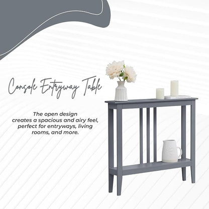 Kings Brand Narrow Console Table w/Storage Shelf, Sofa Entryway Table, Grey | Narrow Console Table with Storage Shelf – Slim Design Fits Entryways, Hallways, Behind Sofas, Shelf Décor, Books, Essentials