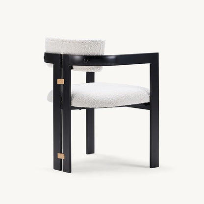 Morden Fort Boucle Dining Chair Set of 2, Upholstered Kitchen Chairs with Metal Frame & Round Back, Barrel Side Chair for Dining Room, Kitchen, Living Room, Apartments