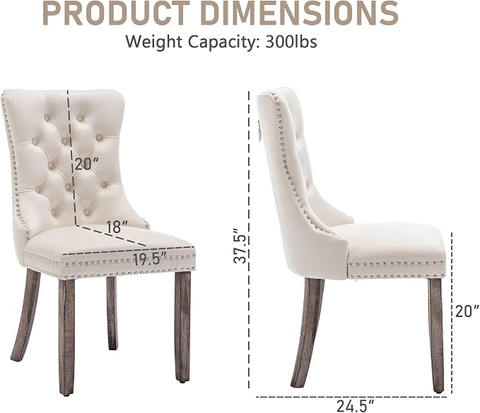 Single Dining Chair Mid Century Modern Dining Chair Velvet Upholstered Dining Room Chair Farmhouse Dining Accent Chair with High Back and Nailhead Trim for Kitchen, Living Room, Bedroom (Beige)