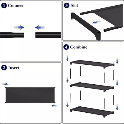 Multi Tier Shoe Rack for Closet Metal Wide Shoe Storage Organizer Oxford Fabric Cover Shoe Shelf for Entryway, Bedroom, Floor, Closet, Porch, Dorm, Living Room