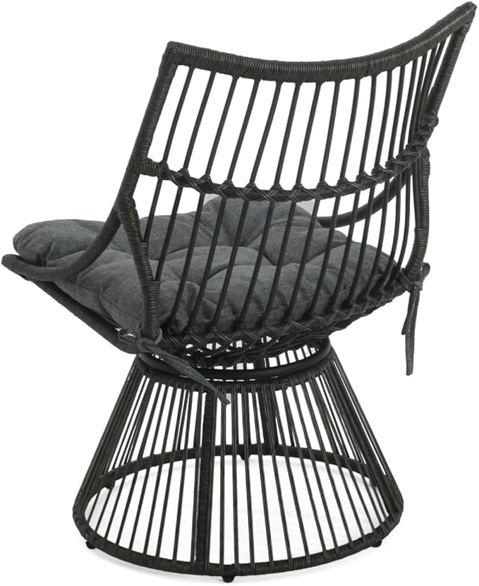Hassyee PE Rattan Outdoor Chair and Table Set with Soft Seat Cushion for Poolside, Balcony, Lawn, Patio Furniture Set with High Wicker Chair Back for Garden, Backyard