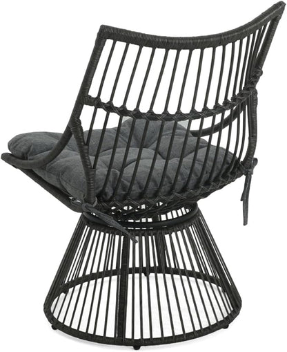Hassyee PE Rattan Outdoor Chair and Table Set with Soft Seat Cushion for Poolside, Balcony, Lawn, Patio Furniture Set with High Wicker Chair Back for Garden, Backyard