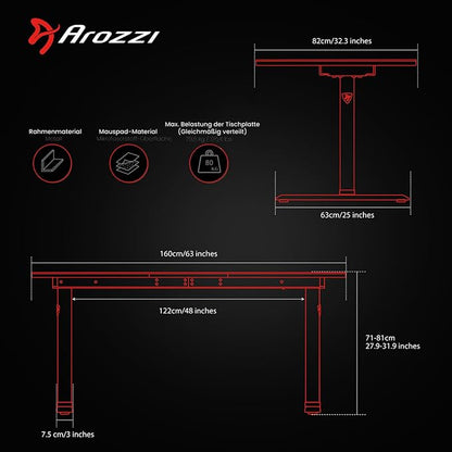 Arozzi Arena Ultrawide Curved Gaming and Office Desk with Full Surface Water Resistant DeskMat Custom Monitor Mount Cable Management Cut Outs Under The Desk Cable Management Netting - Dark Grey