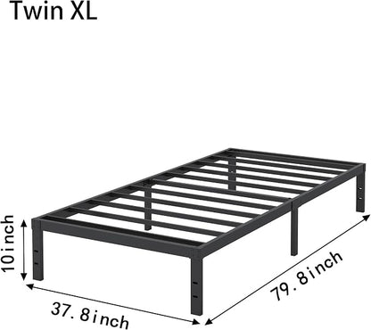 Cieemine 10 Inch XL Twin Bed Frames, Platform Metal Bed Frame Twin XL Size Heavy Duty Steel Slat Mattress Foundation, No Box Spring Needed, Easy Assembly, Noise-Free, Black