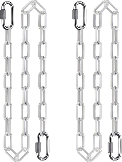 2Pcs 60" Heavy Duty Swing Chain with Carabiners Hanging Chains with Hooks 1000 LBs Capacity Porch Swing Chains White Coated Chain for Hanging Chair, Hammock Chairs, Egg Chairs, Heavy Bags