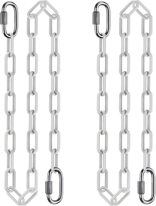 2Pcs 60" Heavy Duty Swing Chain with Carabiners Hanging Chains with Hooks 1000 LBs Capacity Porch Swing Chains White Coated Chain for Hanging Chair, Hammock Chairs, Egg Chairs, Heavy Bags